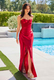 Ladivine Amoris T708 Strapless Fitted Satin Prom Gown