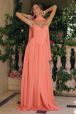 Amoris T711 Long Spaghetti Strap A-Line Chiffon Dress