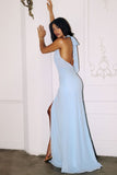 Amoris T713 Long Halter Top Chiffon A-Line Dress