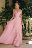 Amoris T714 Spaghetti Strap Draped Cowl Neck A-Line Dress
