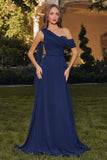 Amoris T716 One Shoulder Chiffon A-Line Evening Dress