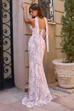 Amoris T718 Long Strapless Fitted Floral Chiffon Gown