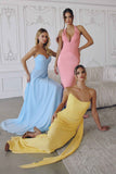Amoris T720 Halter Satin Sleek Floor Length Gown