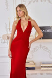 Amoris T720 Halter Satin Sleek Floor Length Gown