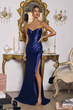 Amoris T723 Sleek and Modern Stretch Satin Strapless Gown