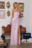 Amoris T724 Sleek Strapless Sequin Fitted Gown