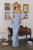 Amoris T725 Long Fitted Shimmering Lace Gown Spaghetti Straps