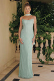 Amoris T725 Long Fitted Shimmering Lace Gown Spaghetti Straps