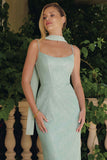Amoris T725 Long Fitted Shimmering Lace Gown Spaghetti Straps