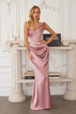 Amoris T727 One Shoulder Fitted Stretch Satin Mermaid Dress