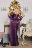 Amoris T729 Sleek Satin Adjustable Straps Fitted Gown