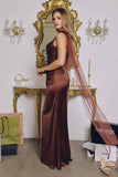 Amoris T729 Sleek Satin Adjustable Straps Fitted Gown