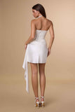 Amoris T734W Sculpted Modern Fit Strapless Off White Mini Dress
