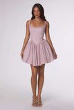 Amoris T738 Short Fitted Bodice Tiered Ruffle Mini Skirt Dress