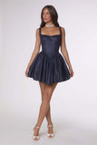 Amoris T738 Short Fitted Bodice Tiered Ruffle Mini Skirt Dress