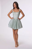 Amoris T738 Short Fitted Bodice Tiered Ruffle Mini Skirt Dress
