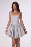 Amoris T738 Short Fitted Bodice Tiered Ruffle Mini Skirt Dress