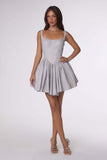 Amoris T738 Short Fitted Bodice Tiered Ruffle Mini Skirt Dress