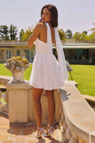 Amoris T740W Strapless Fit and Flare Off White Mini Chiffon Dress