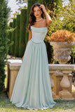 Amoris T741 Flowing A-Line Strapless Chiffon Evening Gown