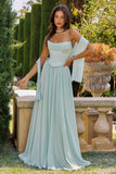 Amoris T741 Flowing A-Line Strapless Chiffon Evening Gown