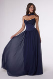 Amoris T741 Flowing A-Line Strapless Chiffon Evening Gown