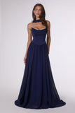 Amoris T741 Flowing A-Line Strapless Chiffon Evening Gown