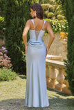 Amoris T742 Timeless Fitted Satin Formal Gown Crepe Bodice