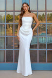 Amoris T744W Strapless Sequin Bodice Satin Skirt Off White Formal Dress