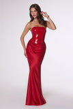 Amoris T744 Strapless Sequin Bodice Satin Skirt Formal Dress
