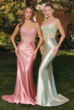 CLEARANCE - Amoris T819 Sleek Fitted Stretch Satin Burgundy Mermaid Gown (Size XS)