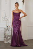 Amoris T820 Removable Strap Stretch Satin Floor Length Fitted Gown