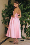 Amoris T822 Elegant Mikado Midi Timeless Strapless Gown