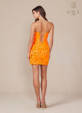 Nox Anabel T864 Dress Short Cocktail Fitted Sequin Print