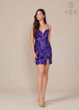 Nox Anabel T864 Dress Short Cocktail Fitted Sequin Print