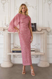 Amoris T906 Sequin Lace Gown Detachable Sheer Cape Overlay