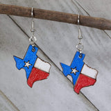 Texas State Flag Wooden Dangle Earrings | Patriotic Jewelry