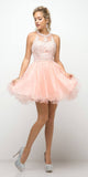 Ladivine UJ0119 Short Appliqued Bodice Halter Tulle Skirt Dress