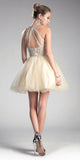 Ladivine UJ0119 Short Appliqued Bodice Halter Tulle Skirt Dress