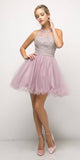 Ladivine UJ0119 Short Appliqued Bodice Halter Tulle Skirt Dress