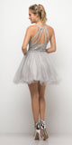 Ladivine UJ0119 Short Appliqued Bodice Halter Tulle Skirt Dress