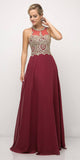 Cinderella Divine UJ0120 A-Line Chiffon Dress Halter Lace Applique Bodice