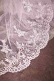 Embroidery Hem Lace Chapel Veil