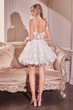 Andrea & Leo WL081 Dress Wedding Mini with Beaded Floral Applique