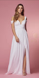 CLEARANCE - Nox Anabel Y277W Cold-Shoulder Long A-Line Chiffon Dress (Size L)