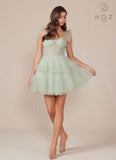 Nox Anabel Y858 Dress Short A-Line Ruffled Tiered Tulle Skirt