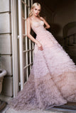 Andrea & Leo A0767 Tiered Long Formal Dress Corset Back Strapless
