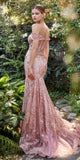 Andrea & Leo A1107 Long Off the Shoulder Lace Fit and Flare Gown