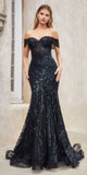 Andrea & Leo A1107 Long Off the Shoulder Lace Fit and Flare Gown
