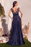 Andrea & Leo A1355 Dress Pleated Satin & Embellished A-Line Gown